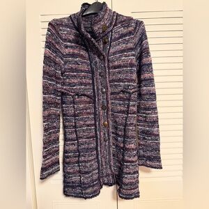 Free People Multicolor Striped Knit Cardigan in Navy, Pink & Gray